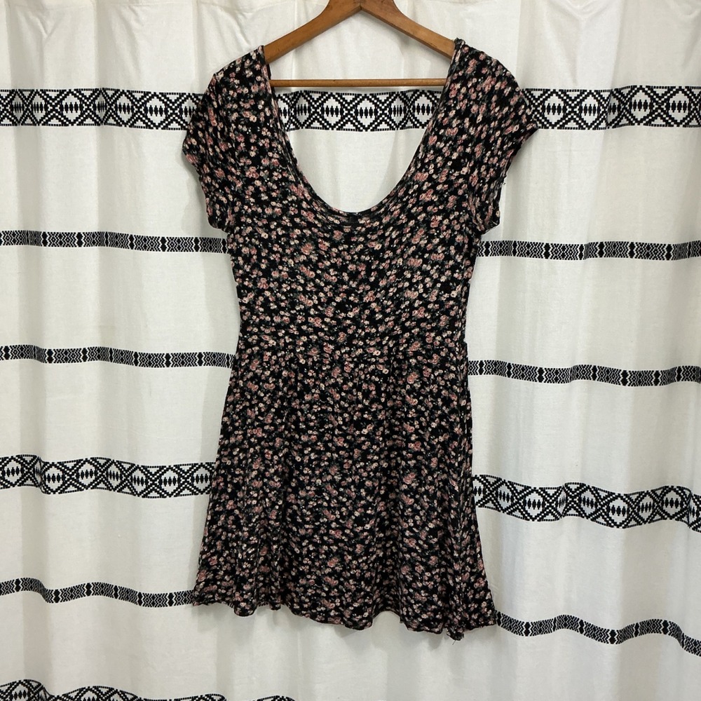 Full Tilt Floral Mini Dress Cottagecore Black Pink Summer Casual Size S‎